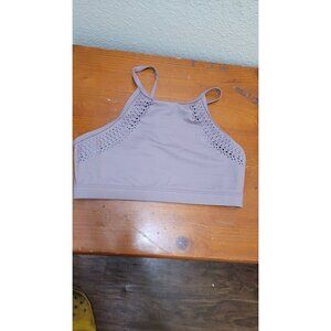 Victoria Sport High Neck Sports Bra Womens Small Mauve Purple Laser Cut Workout